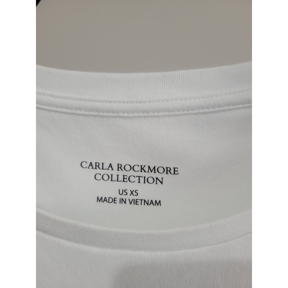 Carla Rockmore XS White 100% Cotton Pleated Shoulder Sleeveless Top A693728 NWOT - Picture 4 of 8